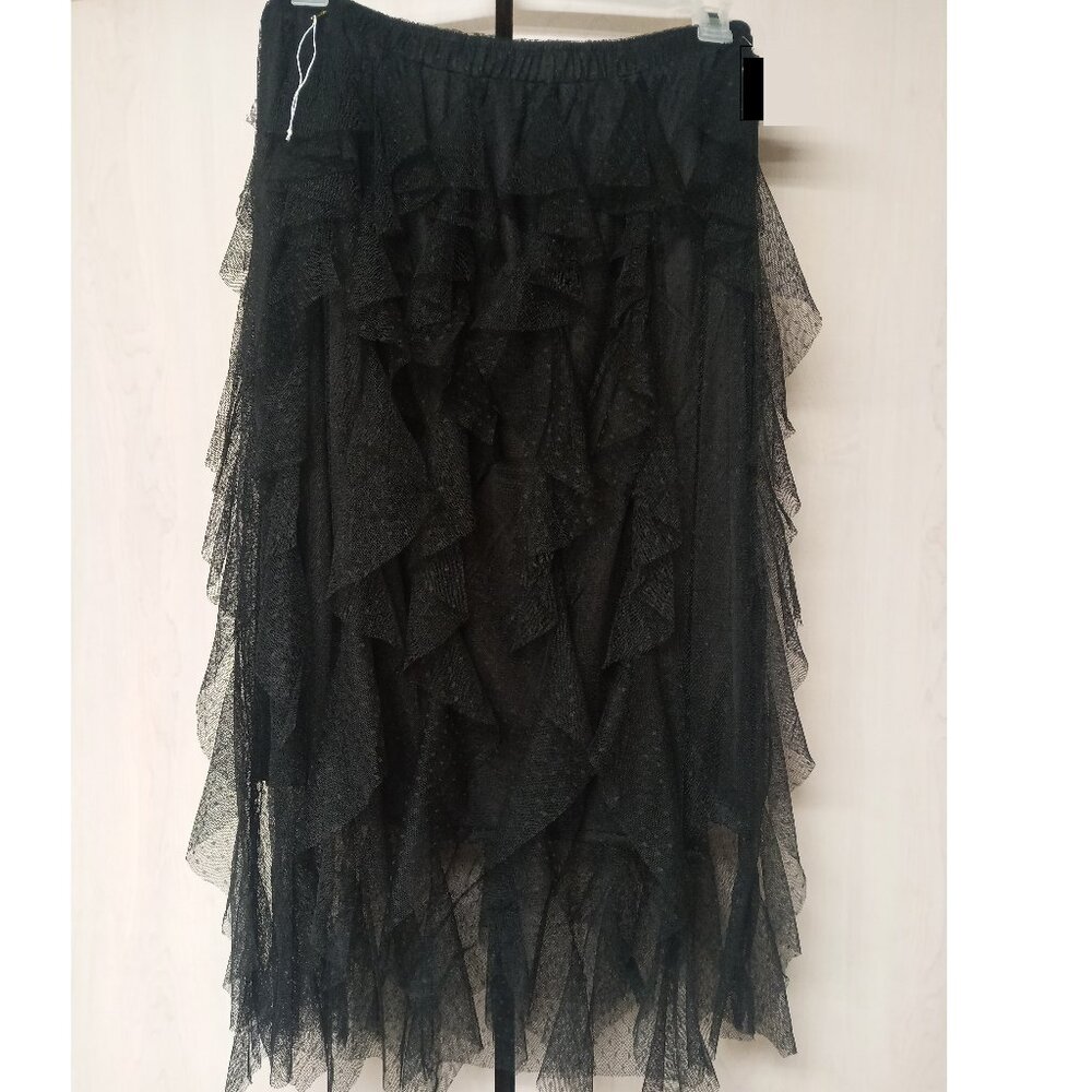 Black Tulle Layered Polka Dot Skirt - Goth, Whimsy Goth, Bella Poque